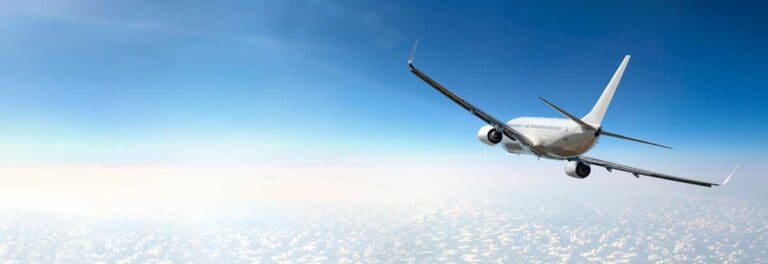 Passenger airplane flying