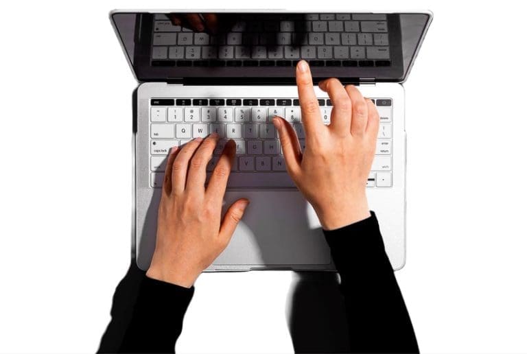 person using computer_white