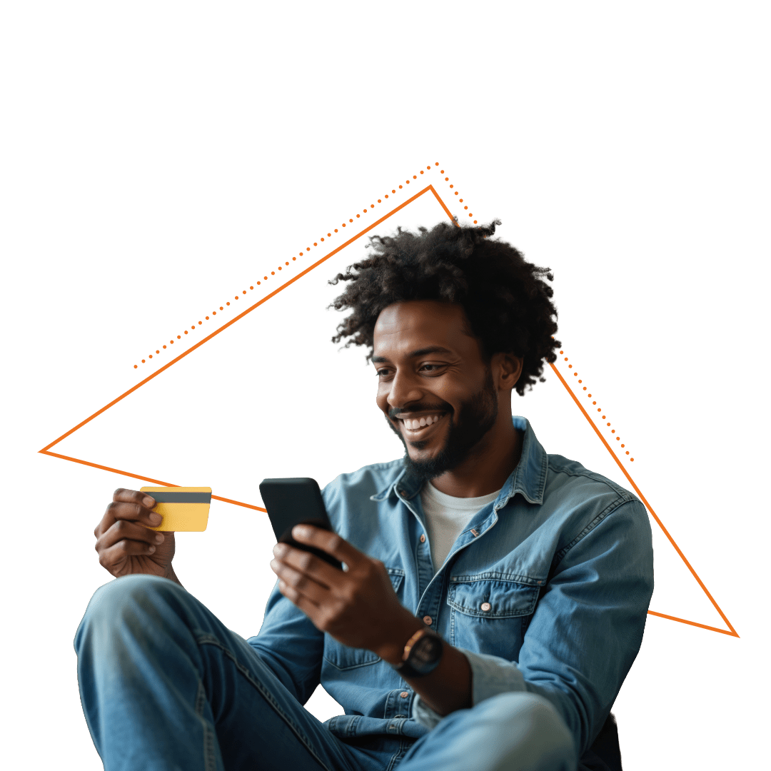 Person with credit card and phone