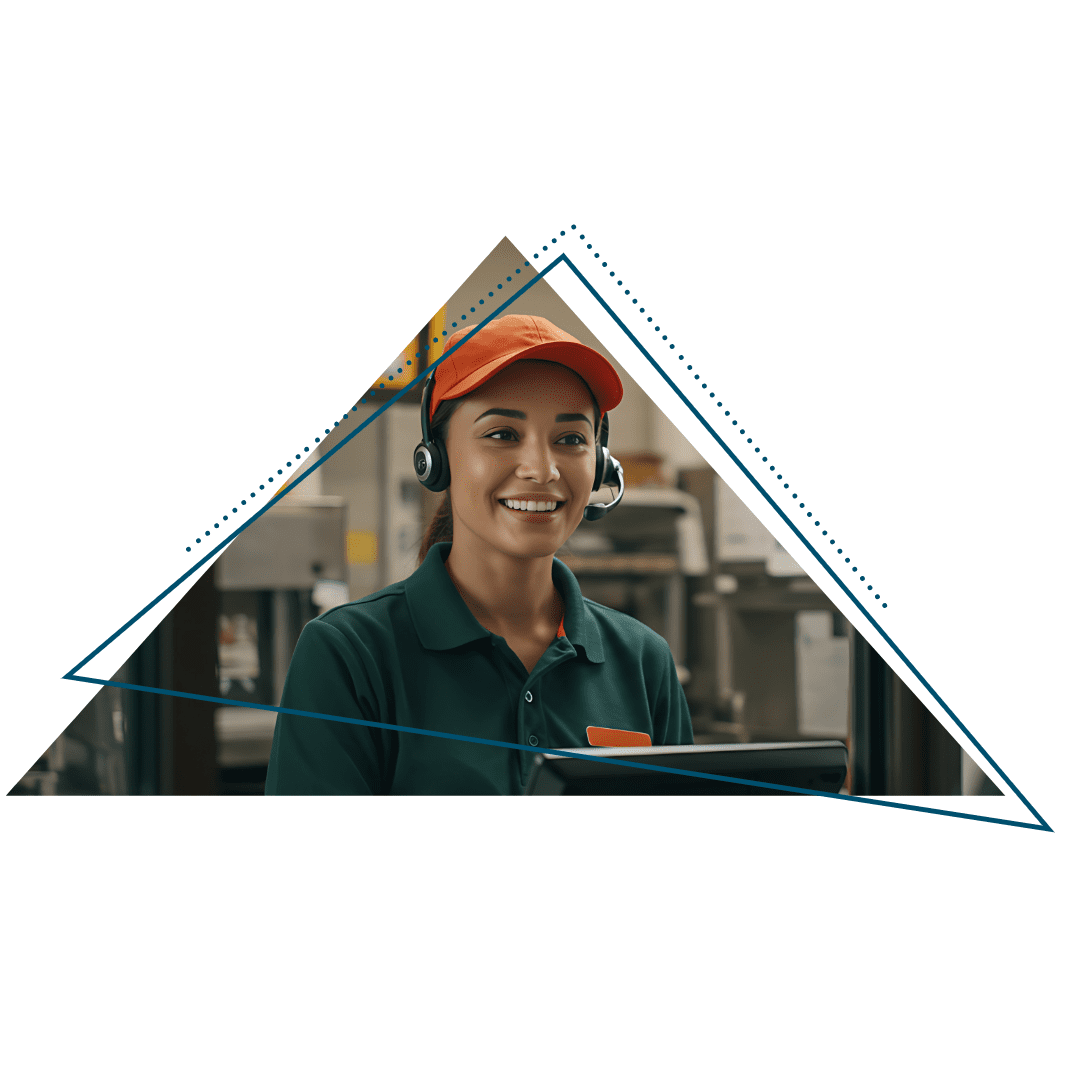 fast food worker with headset