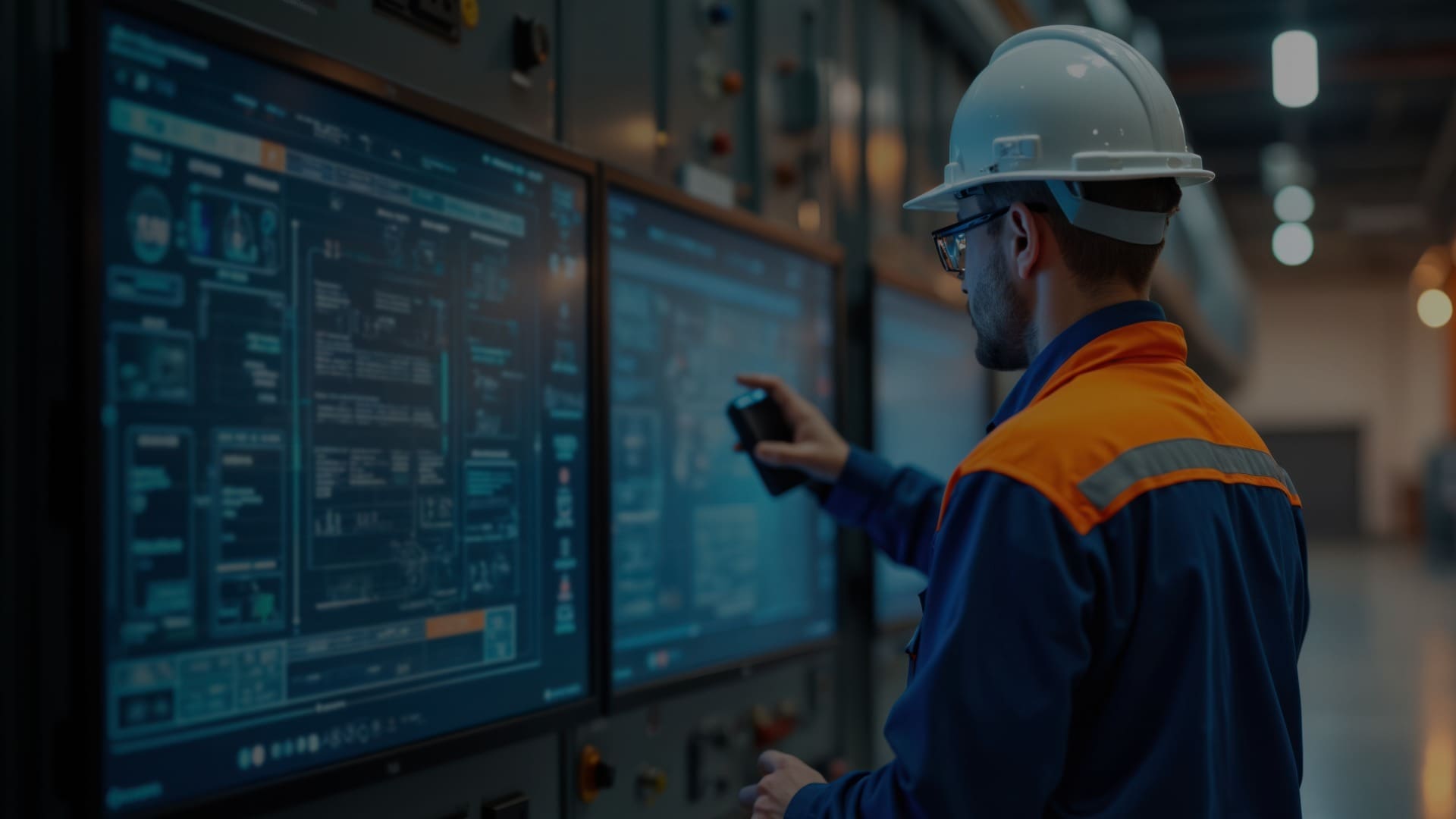 People in Factory at Computer